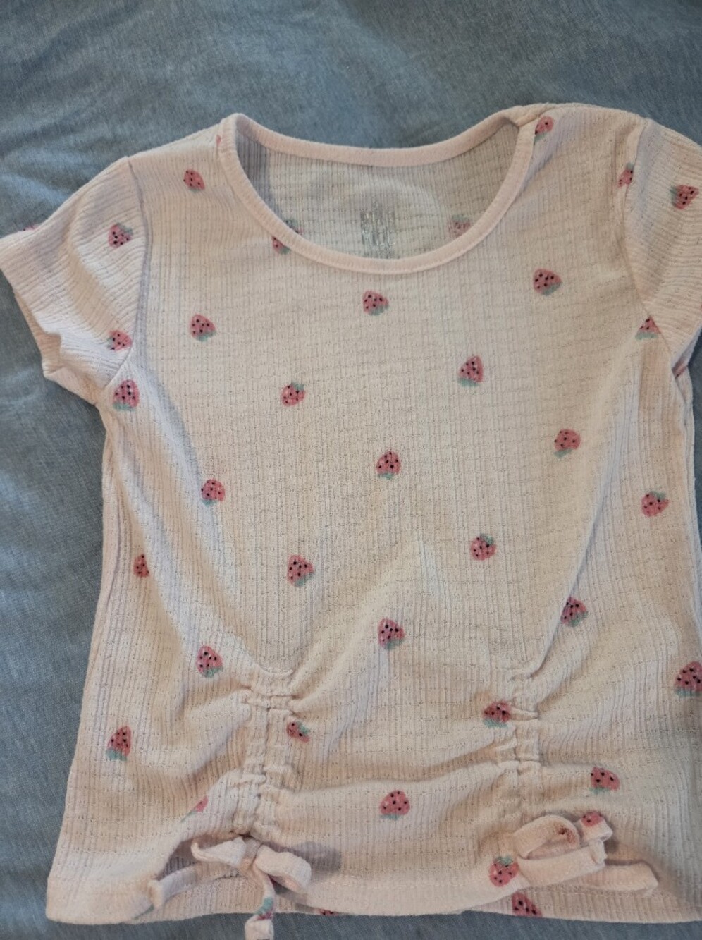 Girls' Light Pink Strawberry Short Sleeve Tee